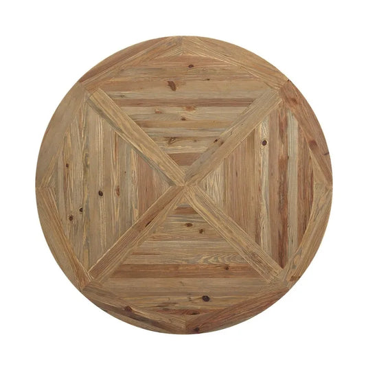 Column 59 Round Pine Wood Dining Table - Brown