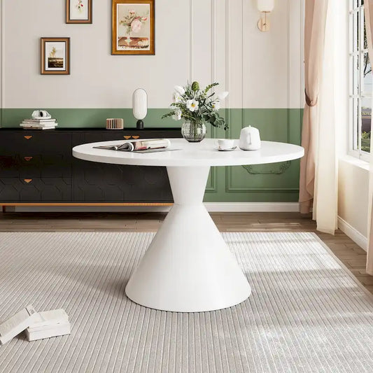 Clihome Round High Gloss Large Countertop Dining Table