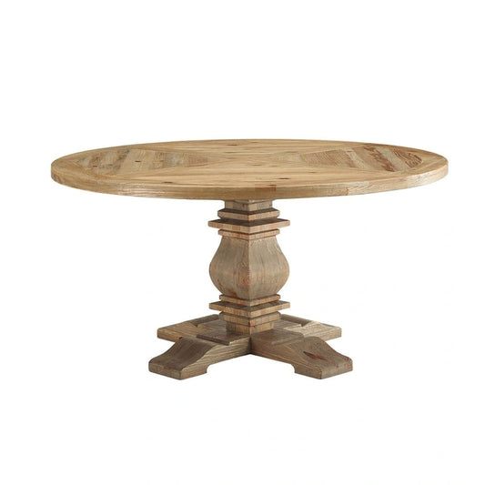 Column 59   Round Pine Wood Dining Table - Brown