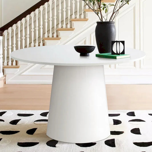 46   White Round Pedestal Dining Table