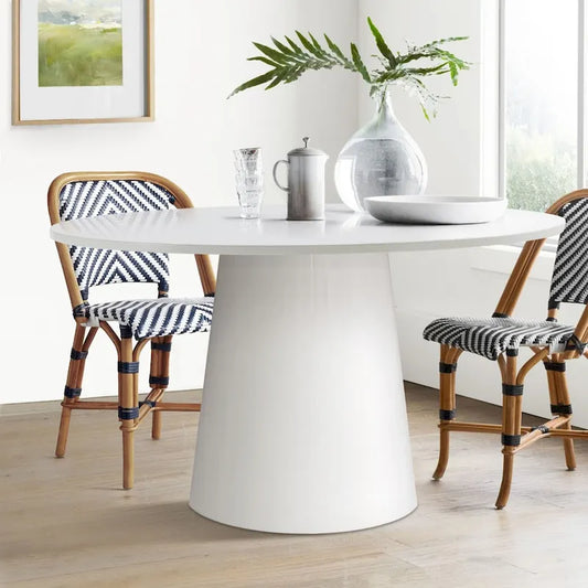 46   White Round Pedestal Dining Table