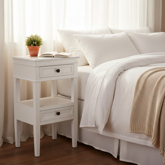 Modern Designs Middle Shelf Wooden Side Table with Two Drawers