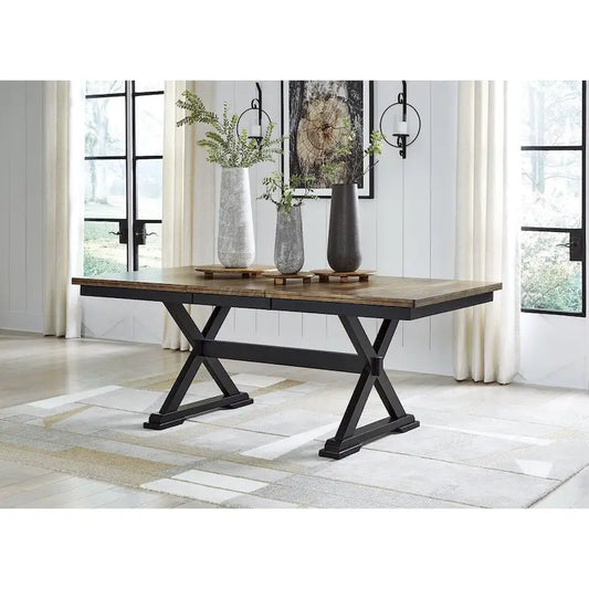    Wildenauer Brown/Black Dining Extension Table - 40   W x 78   D x 30.13   H